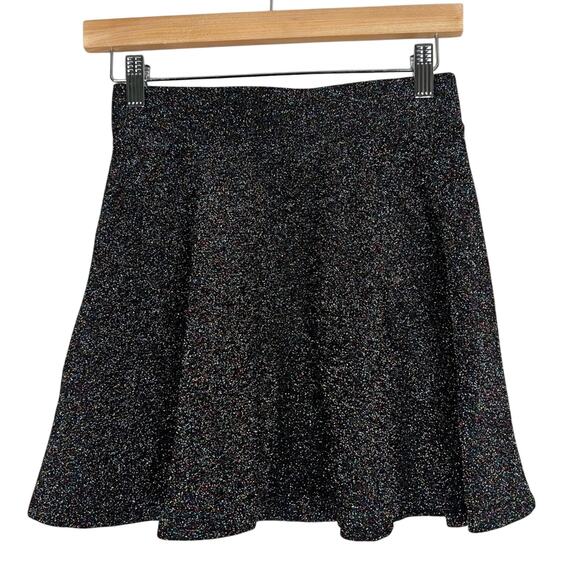 Forever 21 Mini Skirt Womens S Black Multicolor Sparkly Glitter A-Line Rave - Picture 2 of 4